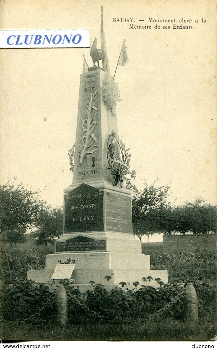 CPA -  BAUGY - MONUMENT AUX MORTS (IMPECCABLE) - Baugy