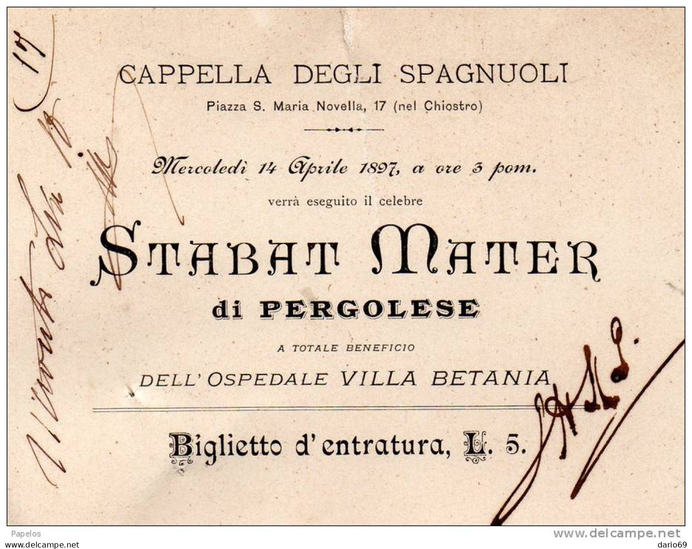 1900 BIGLIETTO D'INGRESSO  FIRENZE - Tickets D'entrée