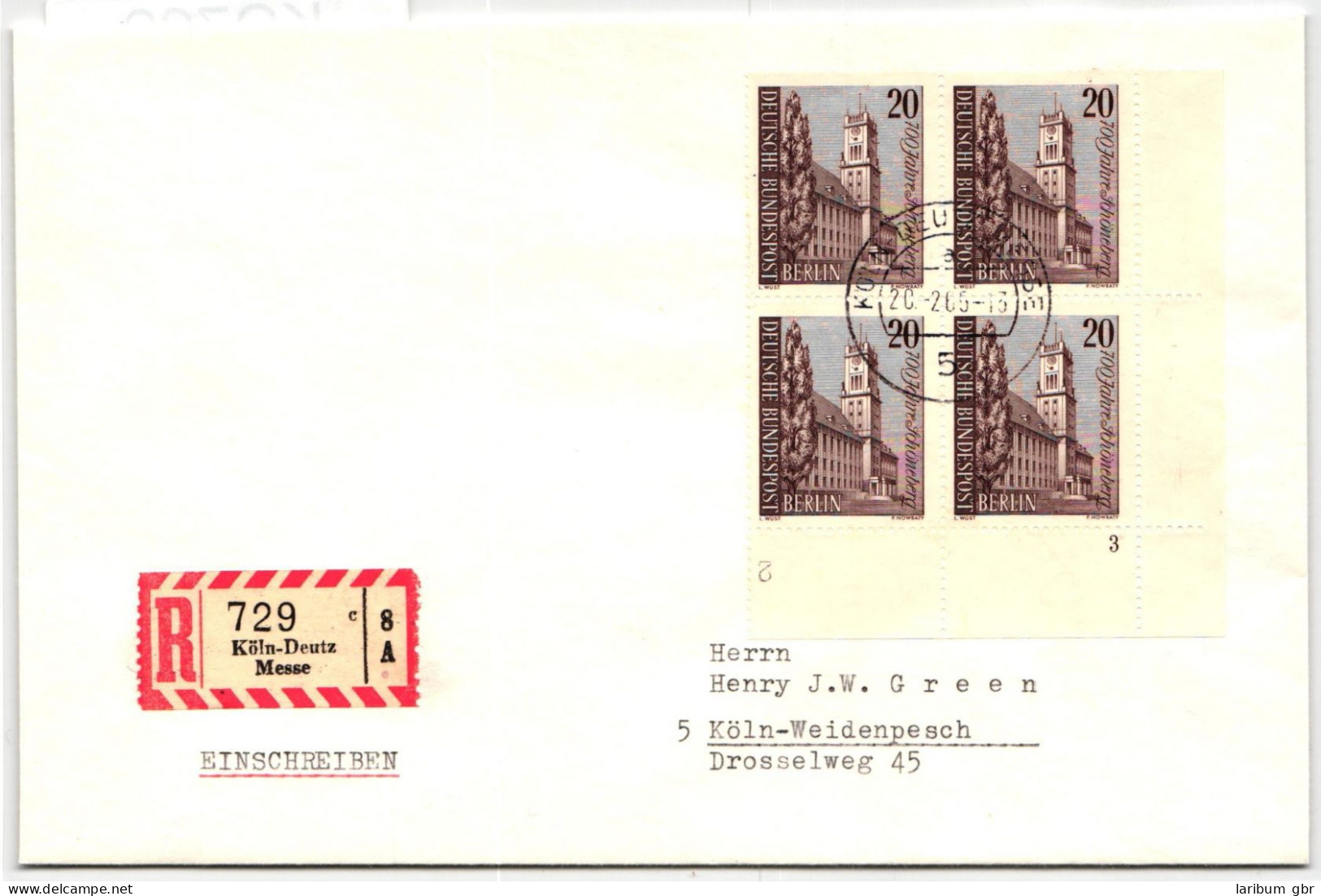 Berlin 233 Auf Brief Als Mehrfachfrankatur 4er Block, Formnummer 3 #KQ769 - Sonstige & Ohne Zuordnung