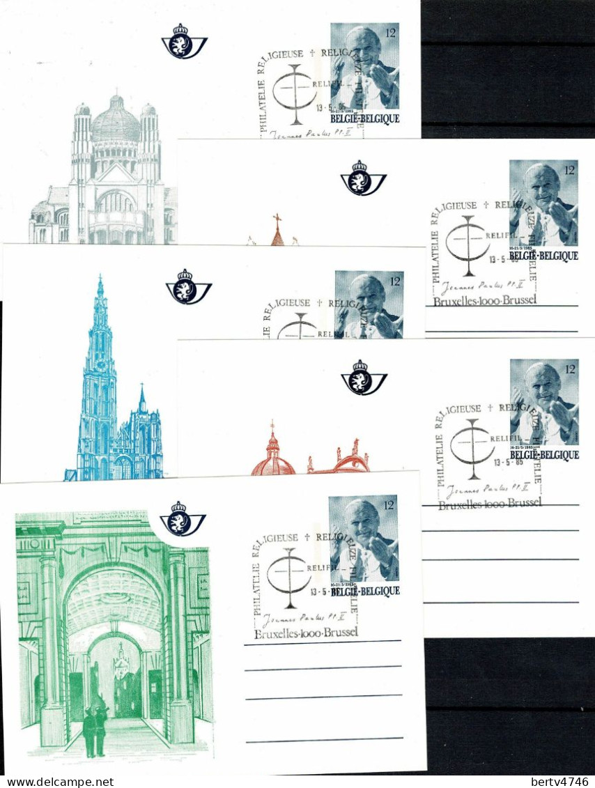 Belg. 1985 - BK 34/38 - Pausbezoek Gestempeld /Visite Du Pape Obl. ( 3 Scans) - Illustrated Postcards (1971-2014) [BK]