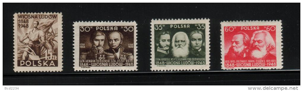 POLAND 1948 100TH ANNIV 1848 POLISH UPRISING REVOLUTION  SET OF 4 NHM Spring Of Nations Generals Bem Dembinski Army - Ongebruikt