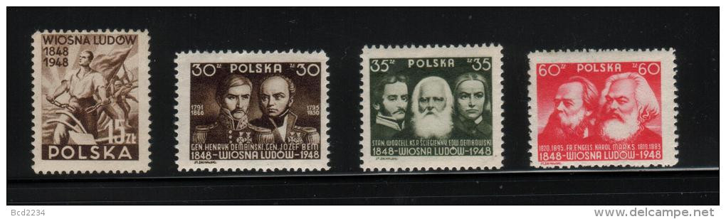 POLAND 1948 100TH ANNIV 1848 POLISH UPRISING REVOLUTION  SET OF 4 NHM Spring Of Nations Generals Bem Dembinski Army - Unused Stamps