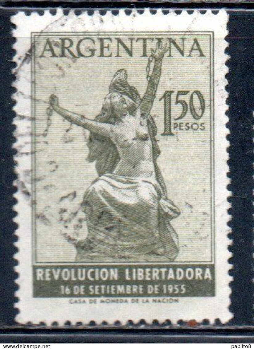 ARGENTINA 1955 LIBERATION REVOLUTION OF SEPTEMBER 16th BREAKING CHAINS 1.50p USED USADO OBLITERE' - Used Stamps