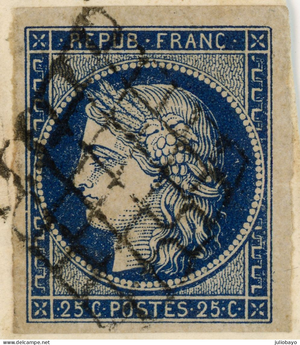 28 Juin 1851 L.A.C. N°4a Bleu (très) Foncé TTB Grille De Montpellier Vers Avignon - 1849-1876: Klassik