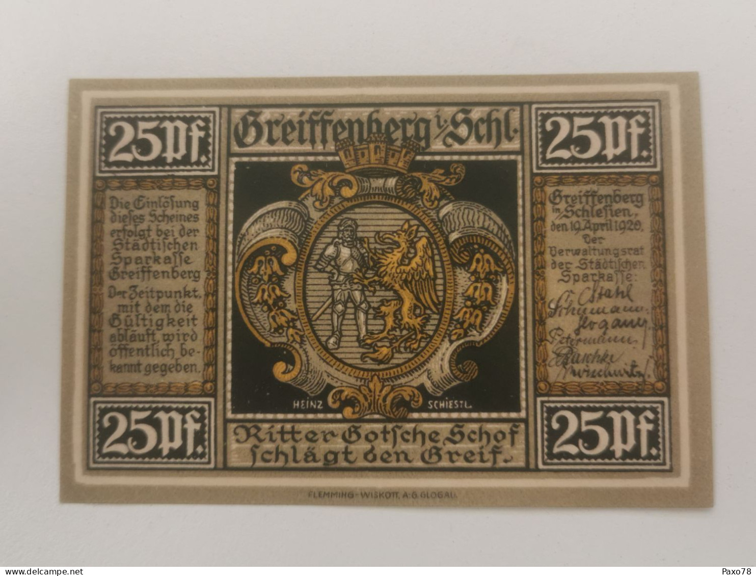 Notgeld, 25 Pfennig Stadt Greiffenberg - Unclassified
