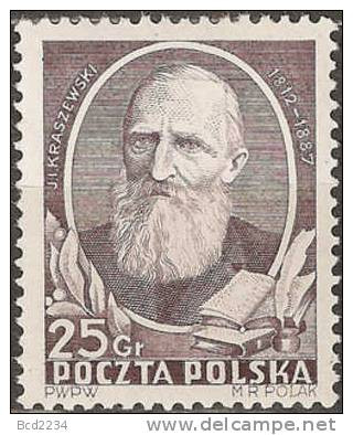 POLAND 1952 140th BIRTH KRASZEWSKI NHM Author Novelist Writer Journalist Critic Art Reviews History Historian - Unused Stamps