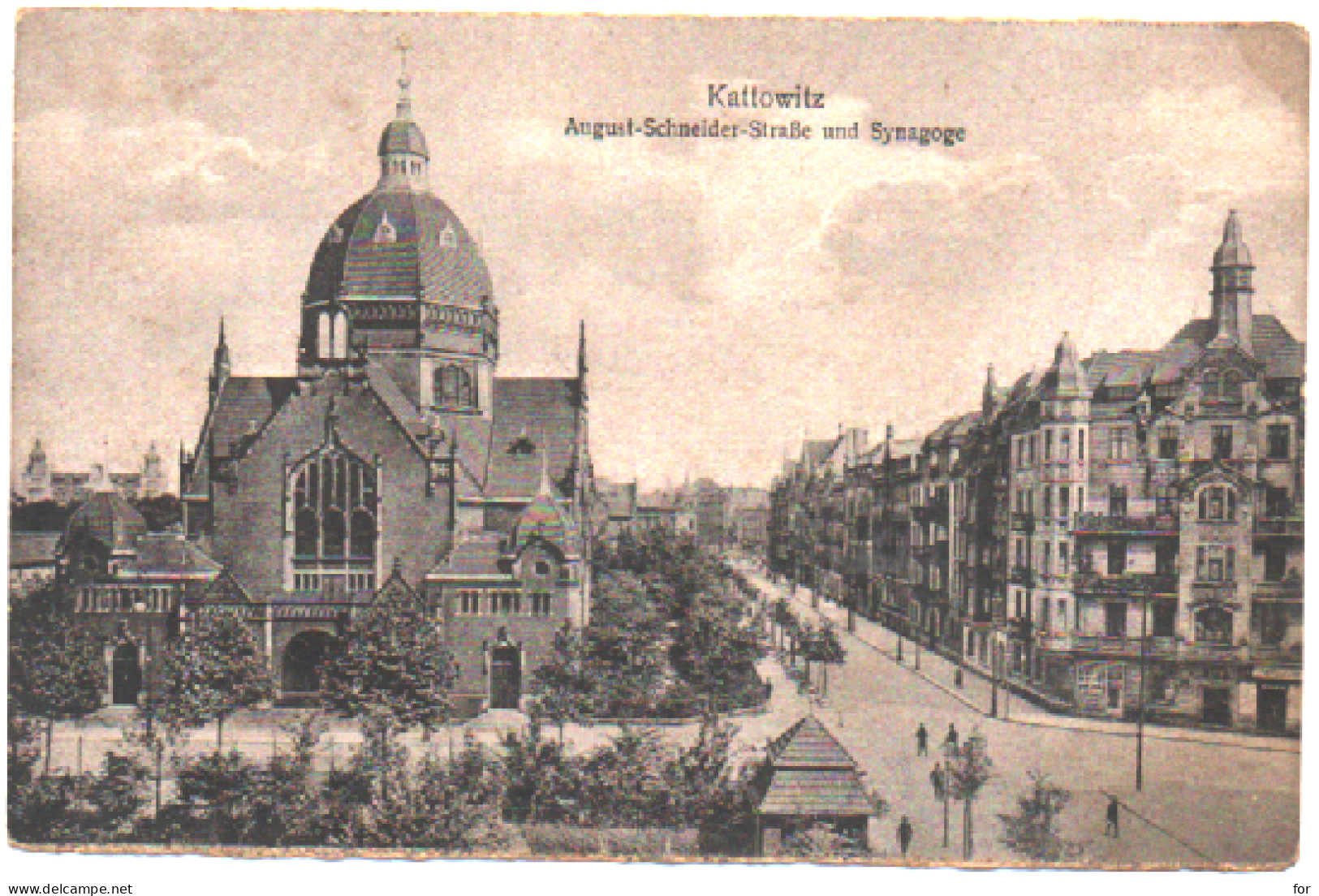 Pologne : KATTOWITZ - KATTOWICE - KATTO : August Schneider Strasse Und Synagoge : Religion - Judaïsme - Synagogue - Poland