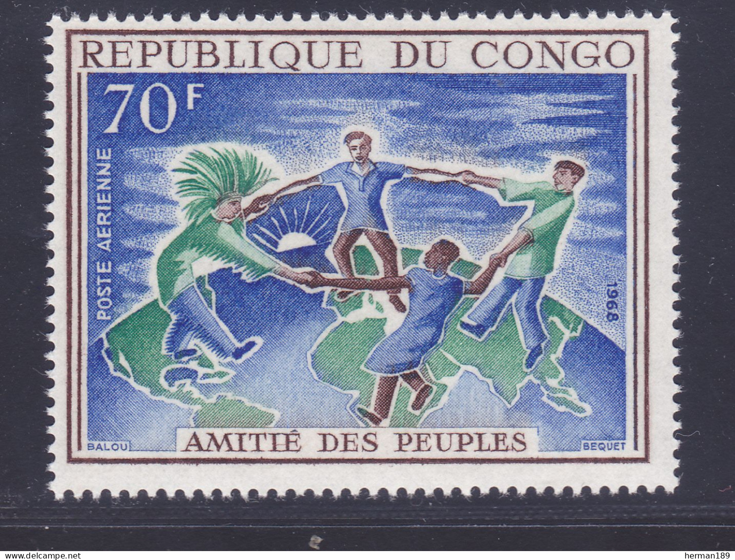 CONGO AERIENS N°   63 ** MNH Neuf Sans Charnière, TB (D7730) Amitié Des Peuples - 1968 - Ungebraucht