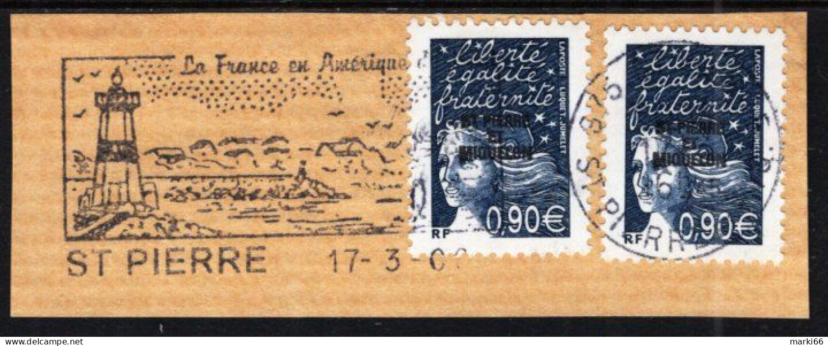 St. Pierre & Miquelon - 2000 - France And America - Marianne SPM - Cut-out With SPM Postmark - Used Stamps