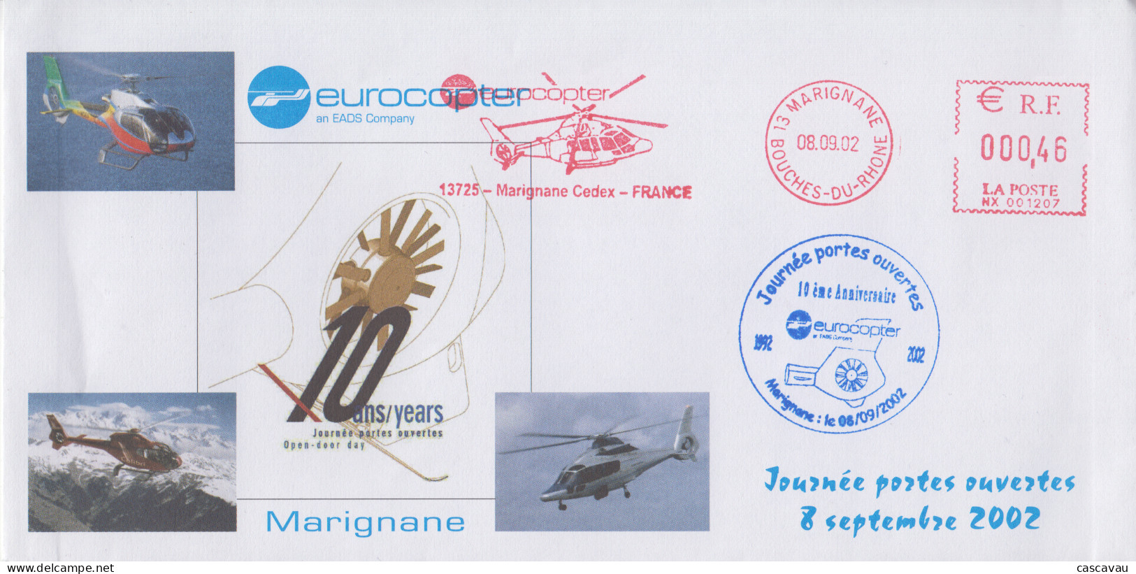 Enveloppe    FRANCE    EUROCOPTER     Journée   PORTES  OUVERTES     MARIGNANE    2002 - Hélicoptères