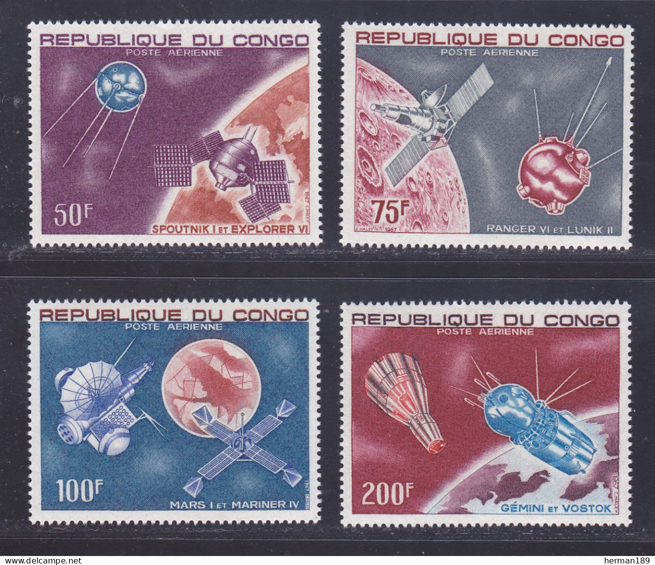 CONGO AERIENS N°   55 à 58 ** MNH Neufs Sans Charnière, TB (D7731) Conquête De L'espace - 1967 - Nuovi