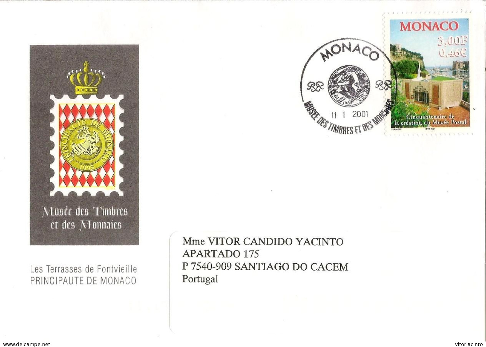 Monaco - Museum Of Stamps And Coins - Commemorative Postmark 2001 - Marcophilie