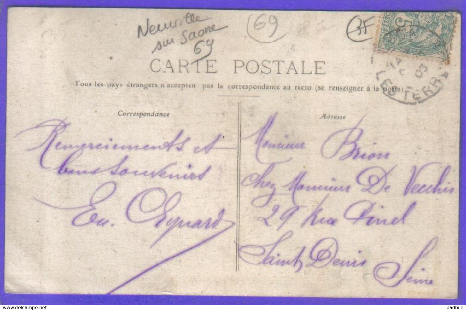 Carte Postale 69. Neuville  Paysan Avec Son Attelage De Boeufs  Très Beau Plan - Neuville Sur Saone