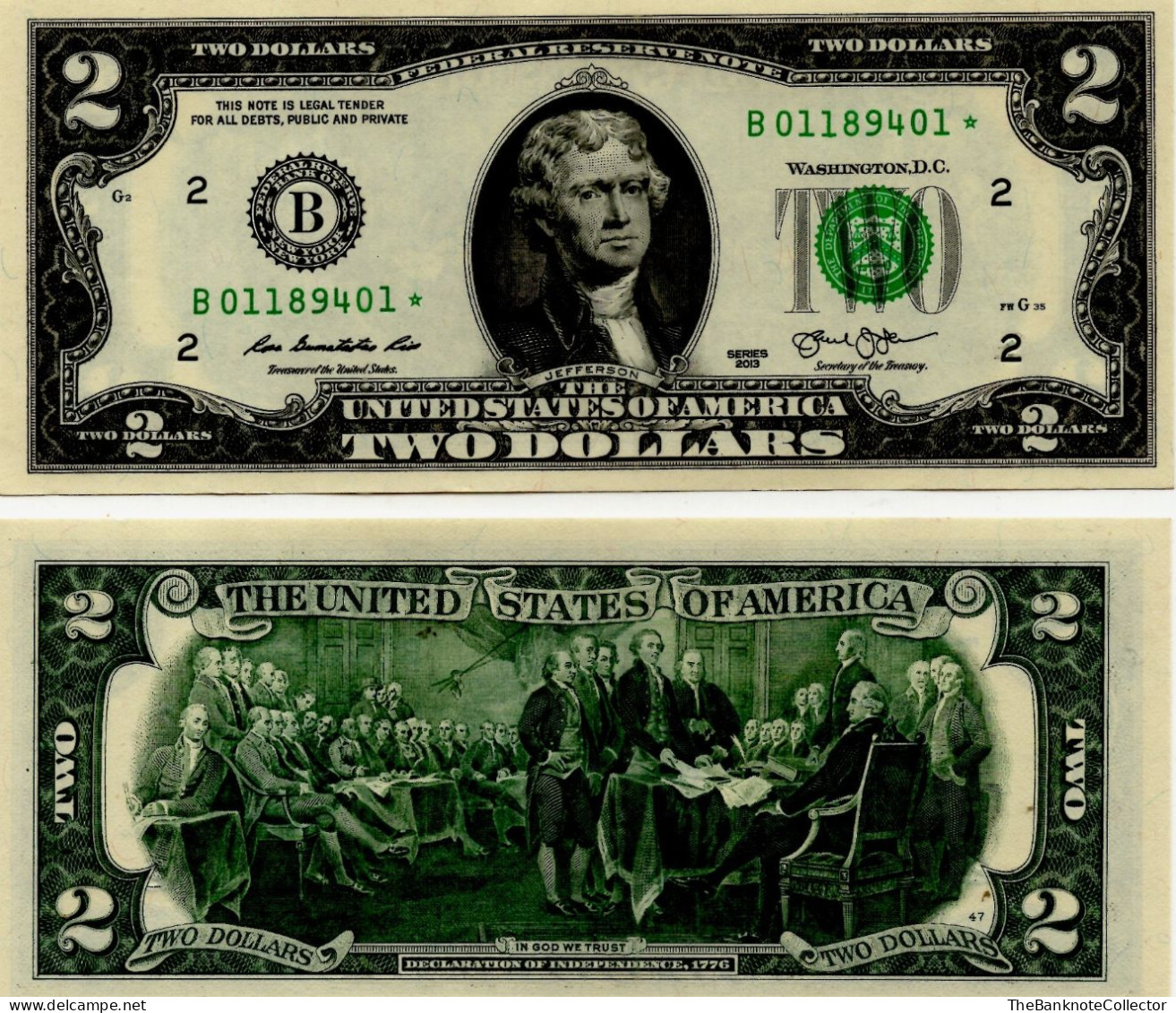 United States Of America 2 Dollars Replacement Star Series 2013 Series B UNC - Federal Reserve Notes (1928-...)