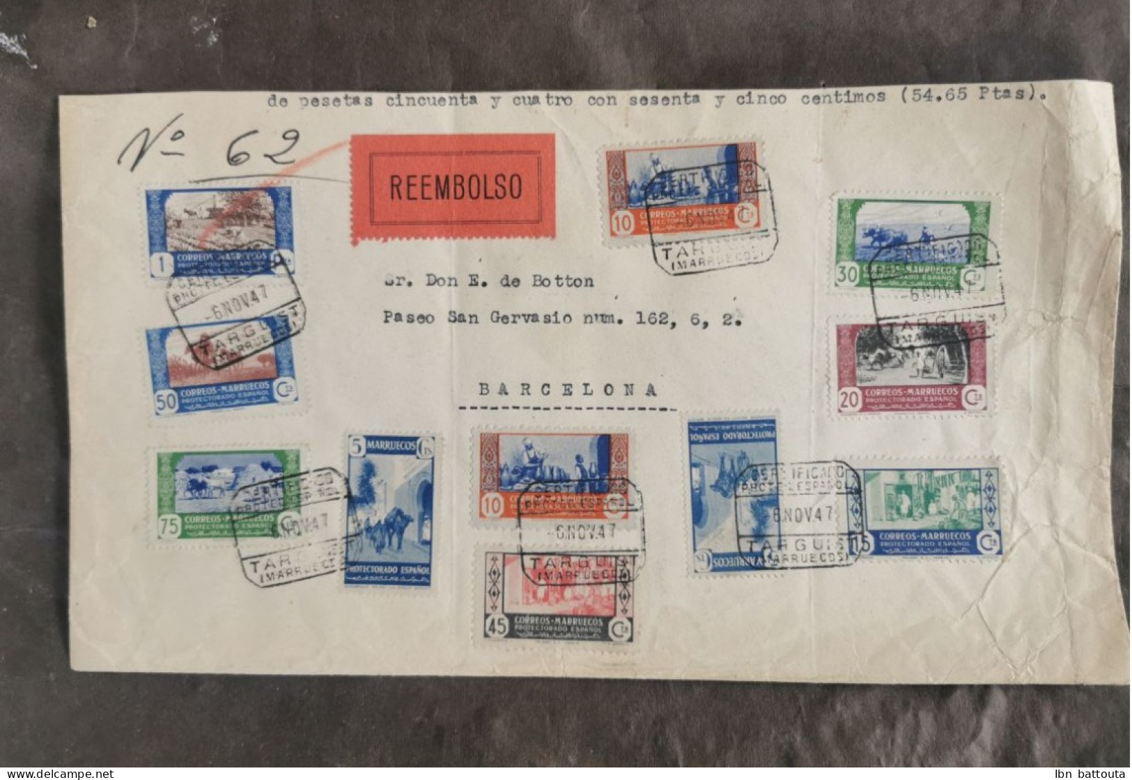 Lettre De 1947 - Marruecos Español