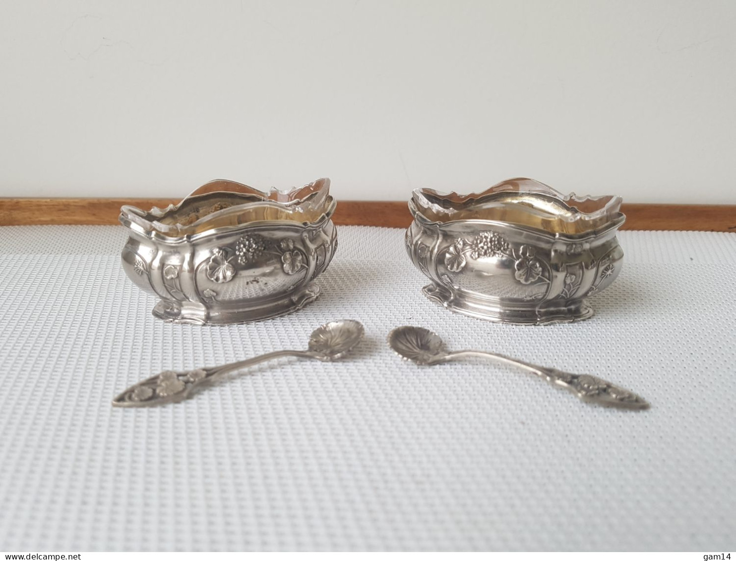 Paire De Salerons + Cuillères En ARGENT. Poinçons Minerve +PAGE Frères.1901/1905 - Silverware