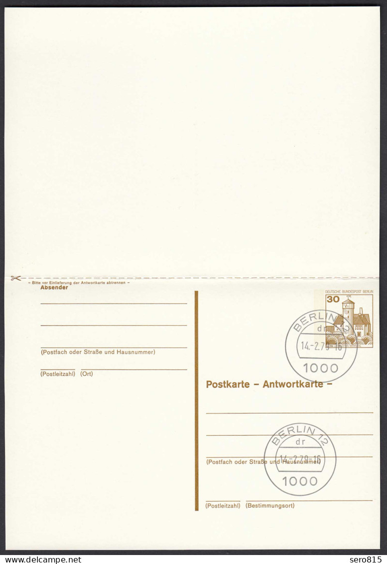 Berlin Postkarte Mit Antwortkarte 30/30 Pfg. Mit P111 Ersttag 14.2.79  (26619 - Andere & Zonder Classificatie