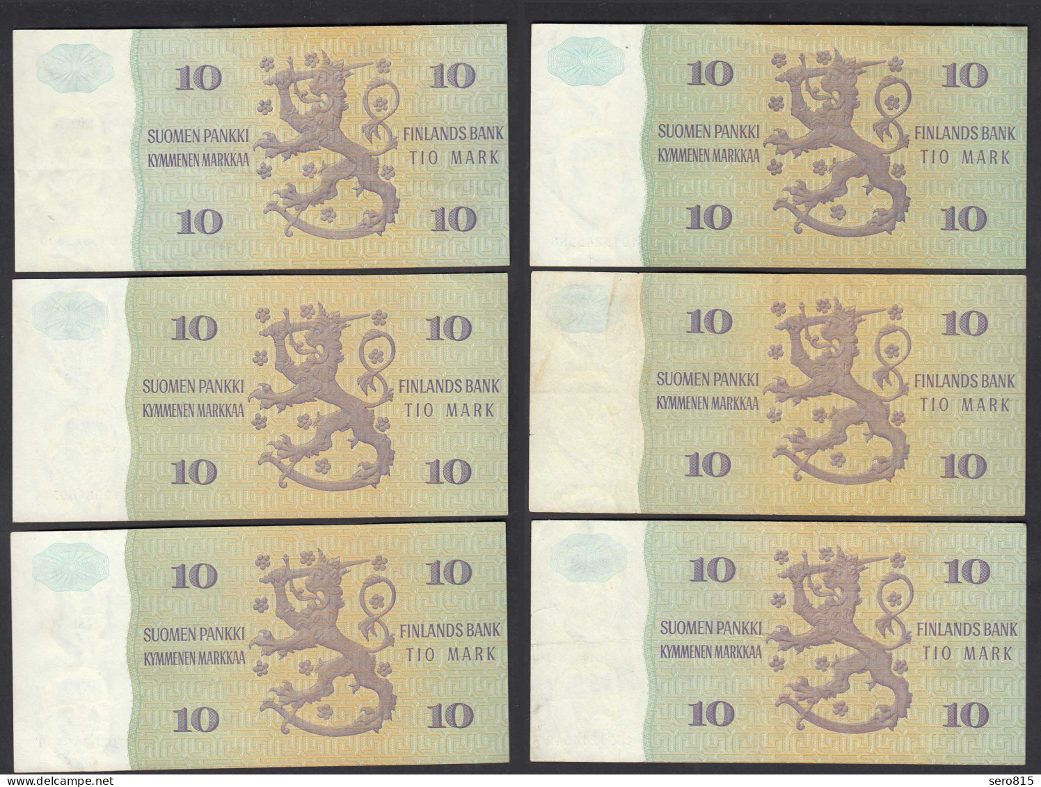 FINNLAND - FINLAND 6 Stück á 10 MARKKA Litt.A 1980 PICK 112 Versch.Signaturen - Finlandia