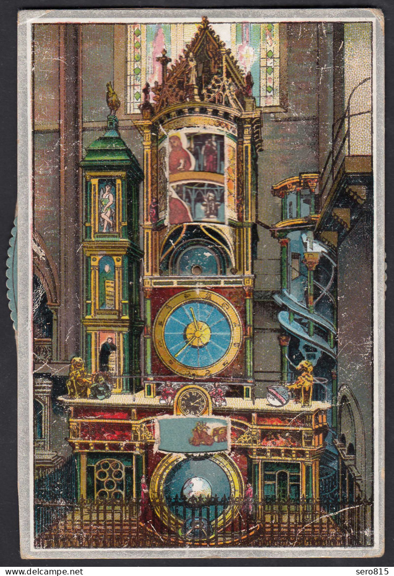 AK Mechanische Karte Astronomische Münster-Uhr Strassburg 1917  (27419 - Elsass