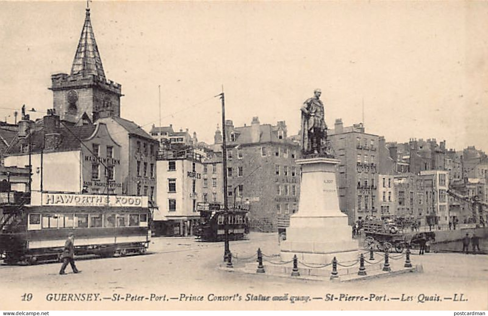 Guernsey - ST. PETER PORT - Prince Consort's Statue And Quay - Tram - Publ. Levy L.L. 19 - Guernsey