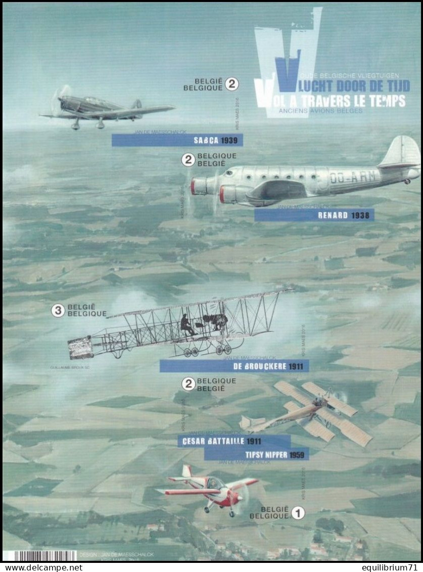 BL235**(4588/4592)ND/OG - Vol Dans Le Temps,vieux Avions Belges/Vlucht Door De Tijd,oude Belgische Vliegtuigen - Sans N° - Schwarz-weiß Kleinbögen [ZN & GC]