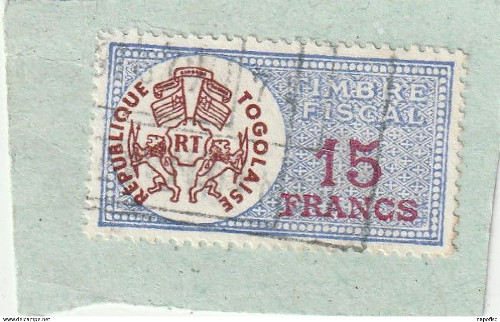 Togo Timbre Fiscal 15 Francs - Togo (1960-...)