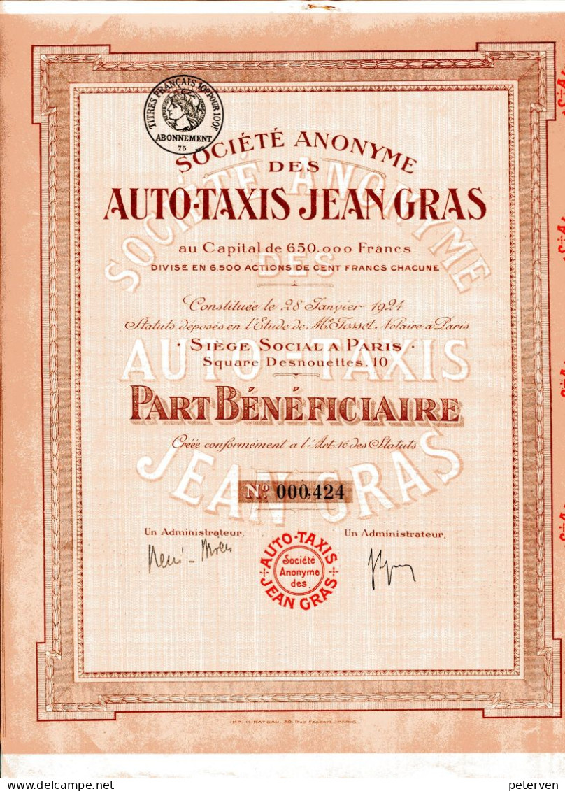 AUTO-TAXIS JEAN GRAS - Automobile