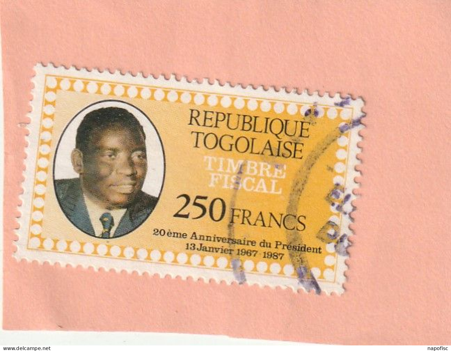 Togo Timbre Fiscal 250 Francs - Togo (1960-...)