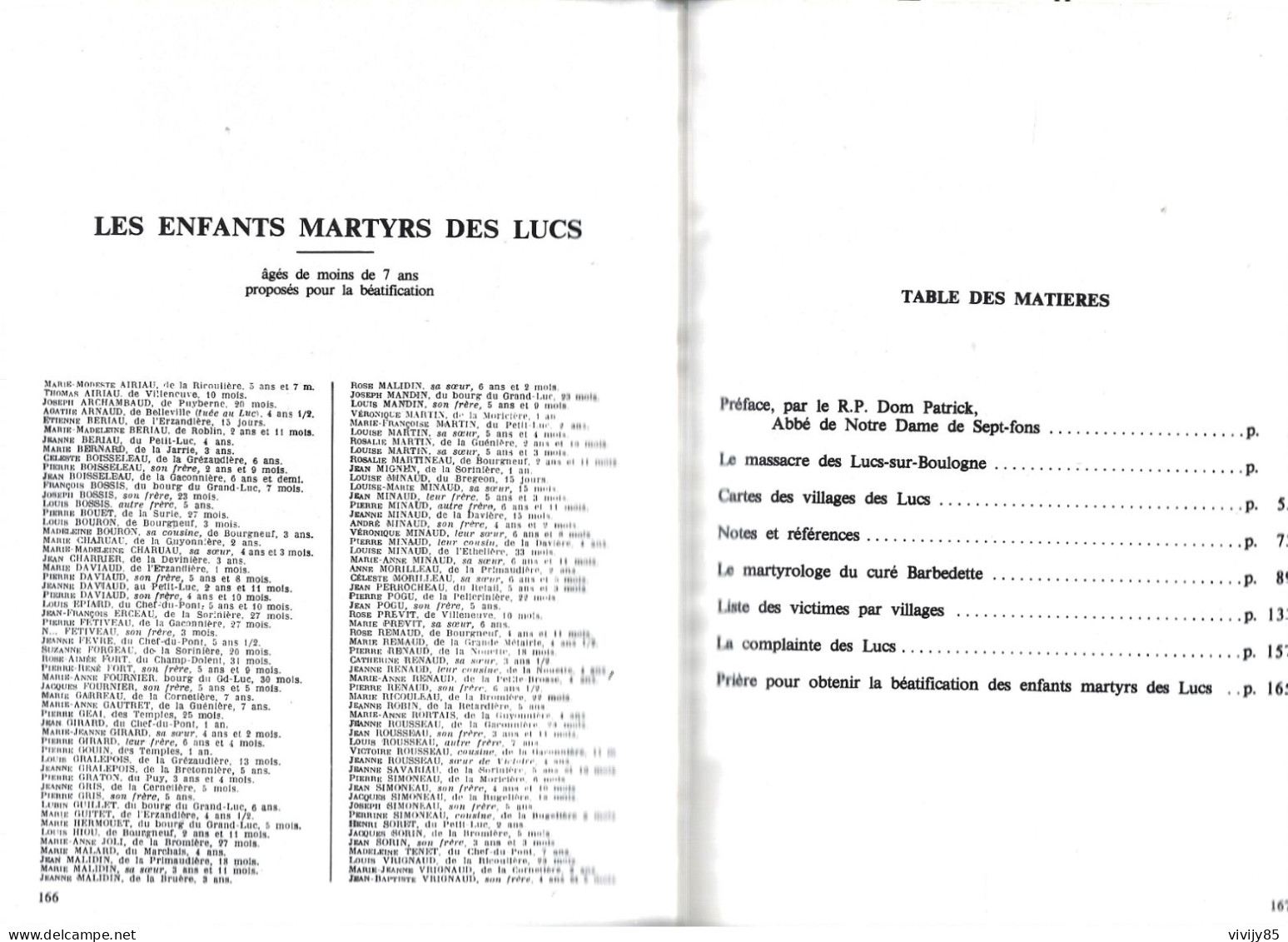 85 - Livre illustré de 167 pages " Le Massacre des LUCS SUR BOULOGNE " et le martyrologe du curé Barbedette