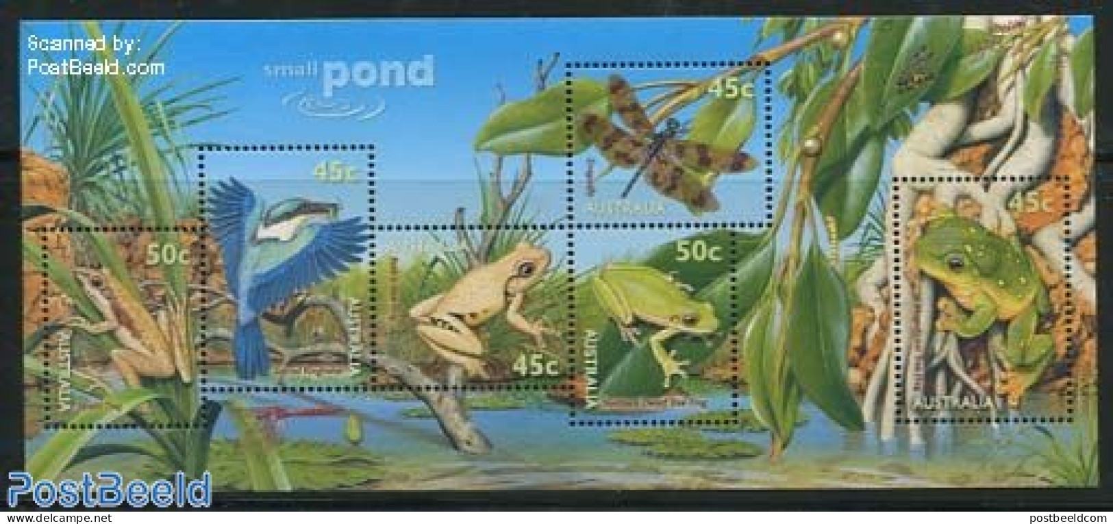 Australia 1999 Small Pond S/s, Mint NH, Nature - Animals (others & Mixed) - Birds - Frogs & Toads - Insects - Unused Stamps