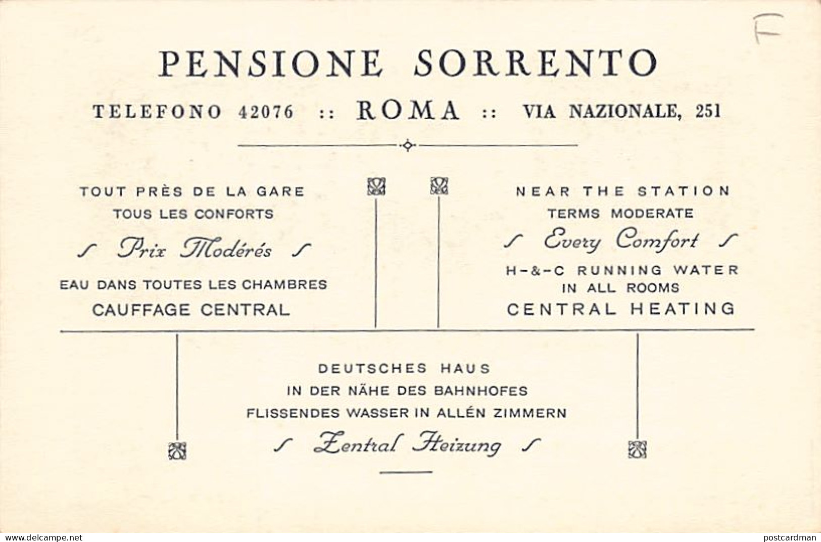ROMA - Pensione Sorrento, Via Nazionale 252 - Bars, Hotels & Restaurants