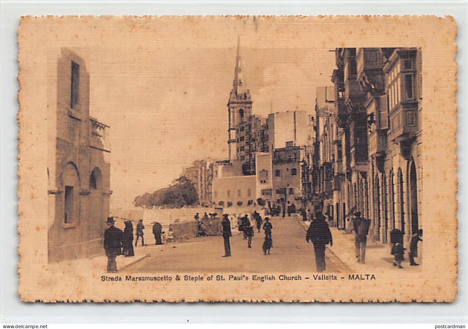 Malta - VALLETTA - Strada Larsamuscetto & Steple Of St. Paul's English Church - Publ. John Critien 65295 - Malta