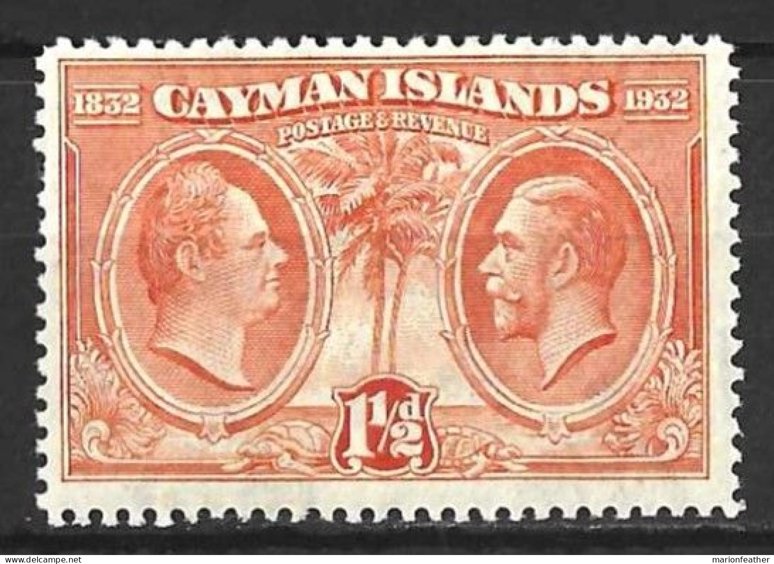 CAYMAN Is.....KING GEORGE V...(1910-36..)....." 1932.."......1 & HALFd.......SG87.......MH... - Caimán (Islas)