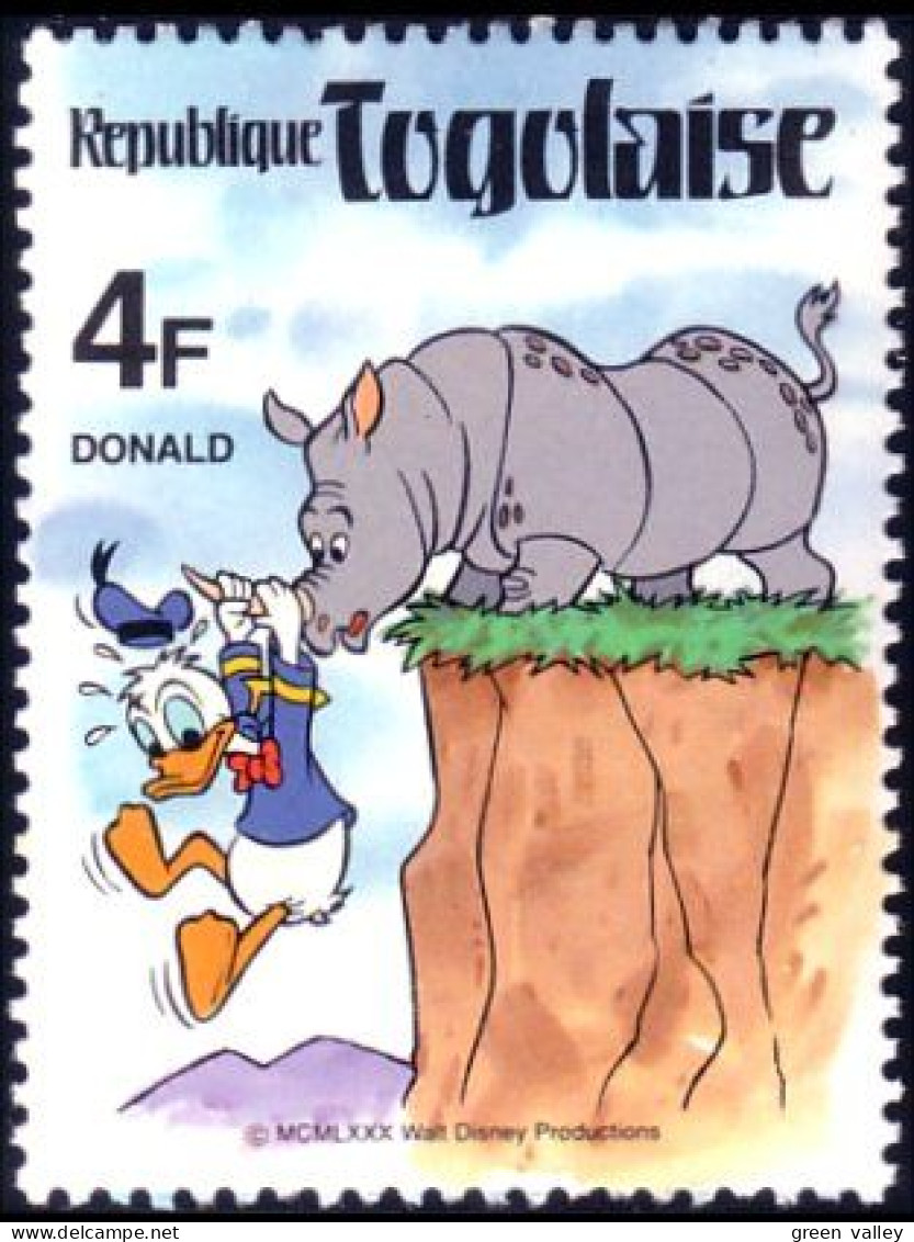 870 Togo Rhinoceros Disney Donald MNH ** Neuf SC (TGO-104) - Rhinocéros