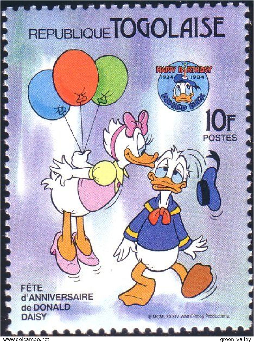 870 Togo Donald Daisy Birthday Anniversaire MNH ** Neuf SC (TGO-11b) - Disney