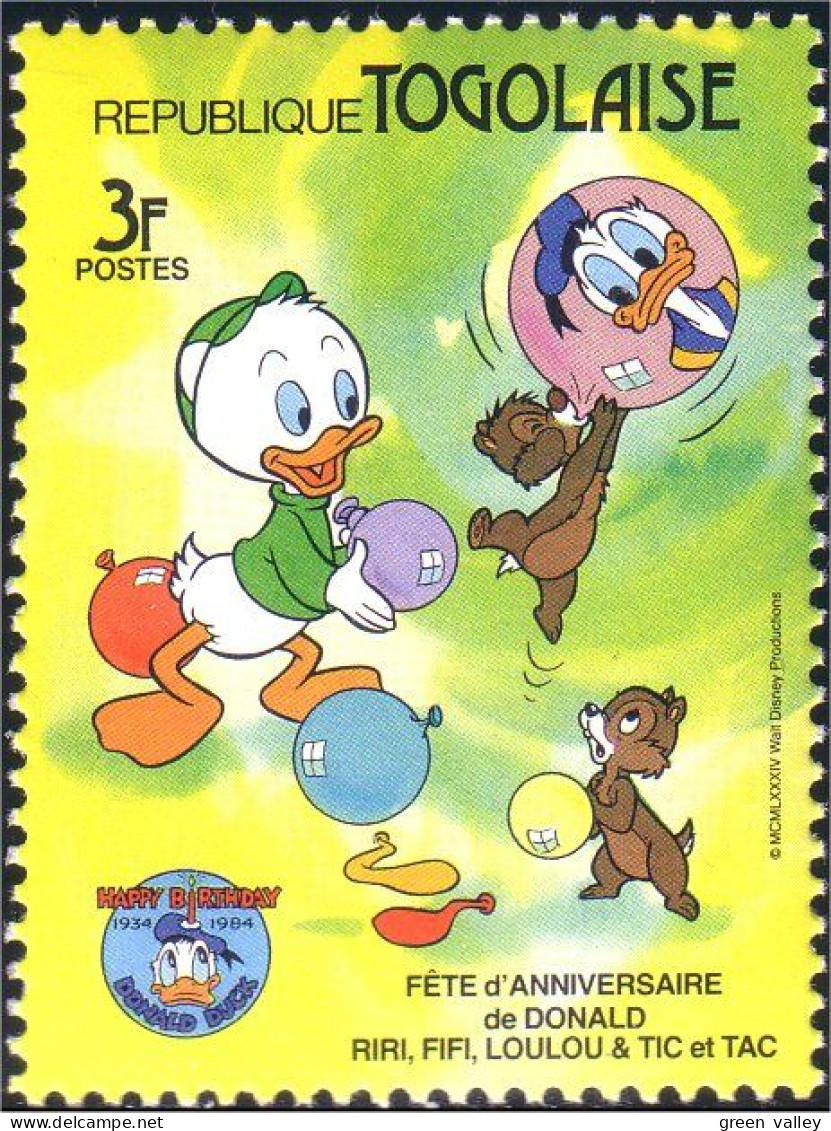 870 Togo Chipmunks MNH ** Neuf SC (TGO-9b) - Disney