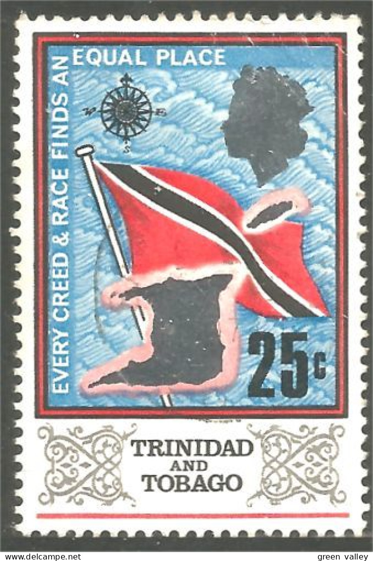 868 Trinidad Tobago Darpeau Flag Island Isle Ile Carte Map Insel 25c (TOB-97) - Islands