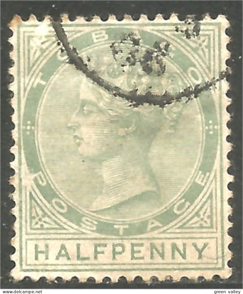 868 Tobago Queen Victoria 1883 1/2 P Vert Green (TOB-103) - Trinidad & Tobago (...-1961)