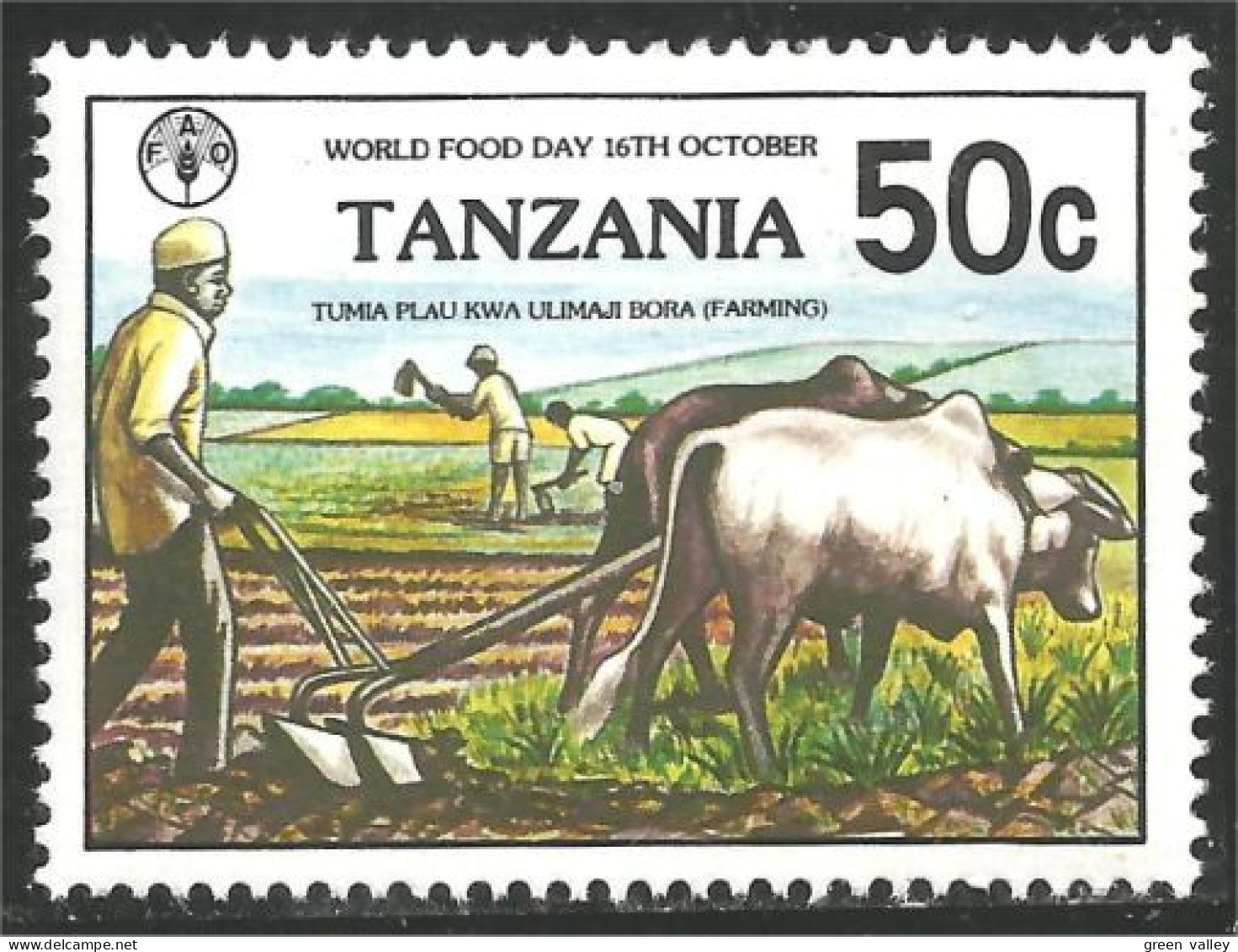 866 Tanzania Journée Faim World Food Day Oxen Boeuf Beef Cow Vache Vacca Kuh MNH ** Neuf SC (TZN-151) - Vaches