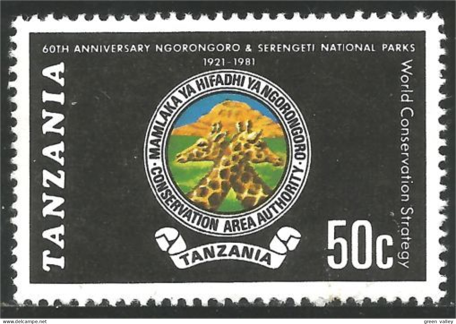 866 Tanzania Ngorongo Park Girafe Giraffe Jirafe MNH ** Neuf SC (TZN-148) - Jirafas