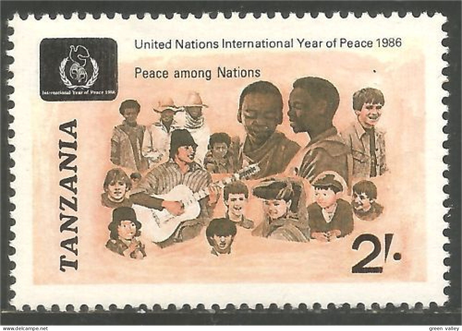 866 Tanzania Année Paix Year Peace Guitare Music Musique MNH ** Neuf SC (TZN-138) - Tanzania (1964-...)