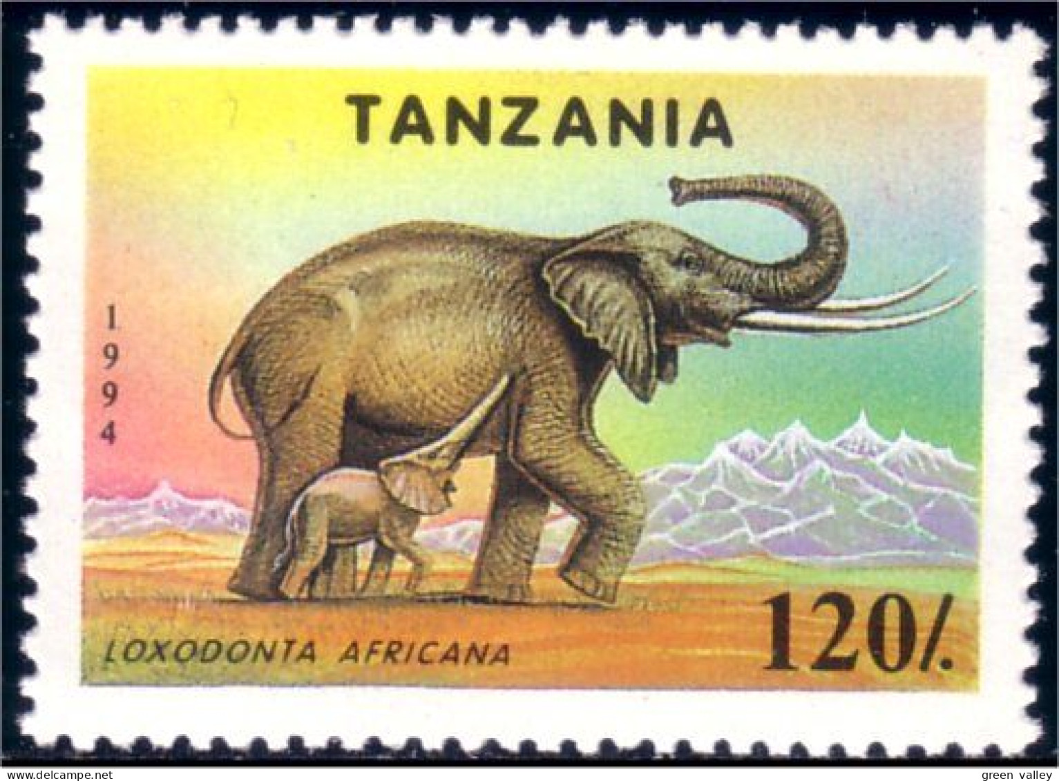 866 Tanzania Elefant Elefante Elephant Elefant Elefante Olifant Norsu MNH ** Neuf SC (TZN-78b) - Olifanten
