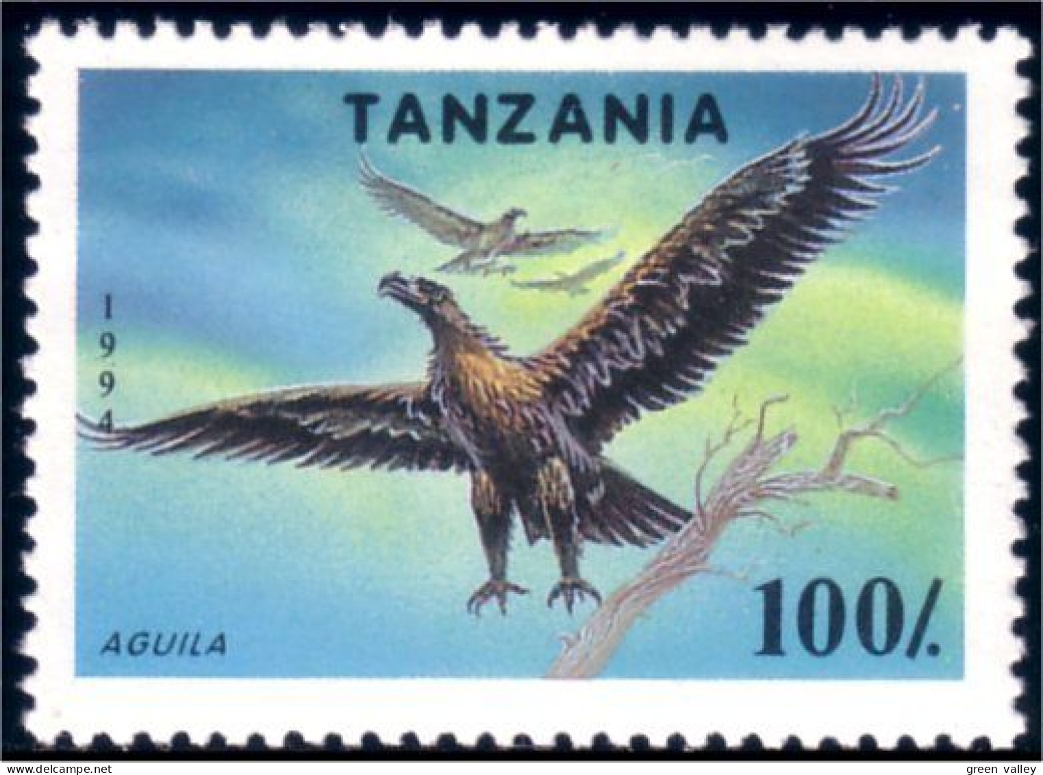 866 Tanzania Bird Eagle Aigle MNH ** Neuf SC (TZN-77b) - Eagles & Birds Of Prey