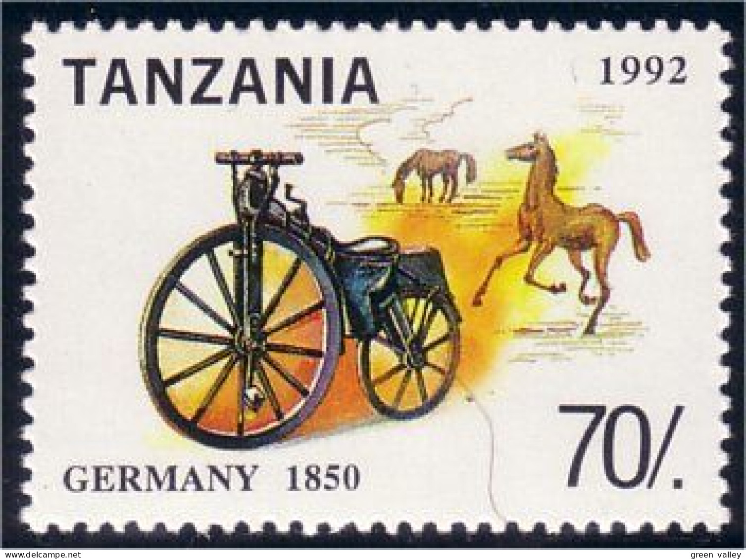 866 Tanzania Cyclisme Old Bicycle Germany 1850 MNH ** Neuf SC (TZN-60a) - Wielrennen
