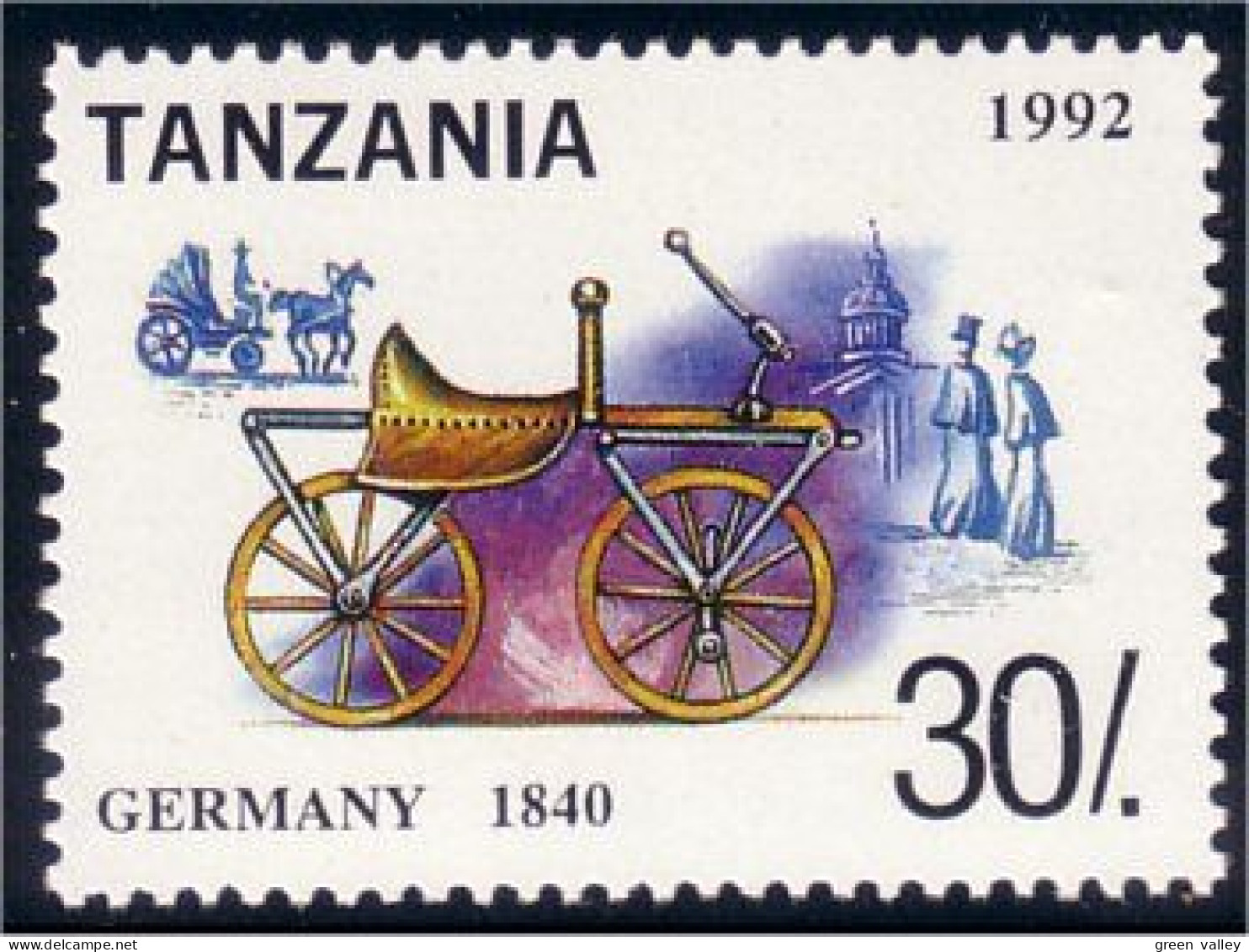 866 Tanzania Cyclisme Bicyclette Old Bicycle Germany 1840 MNH ** Neuf SC (TZN-58a) - Radsport