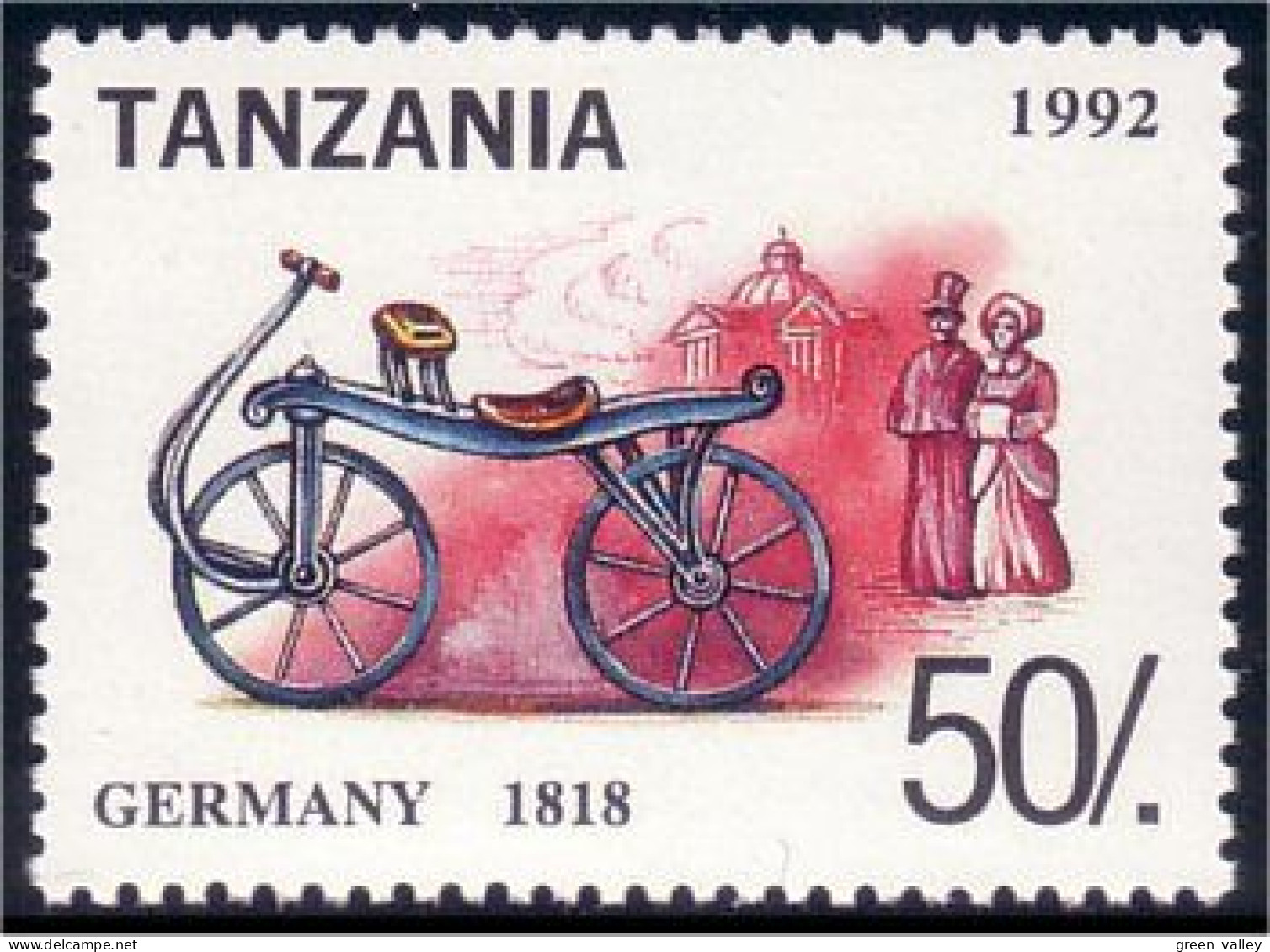 866 Tanzania Bicyclette Old Bicycle Germany 1818 MNH ** Neuf SC (TZN-59a) - Wielrennen