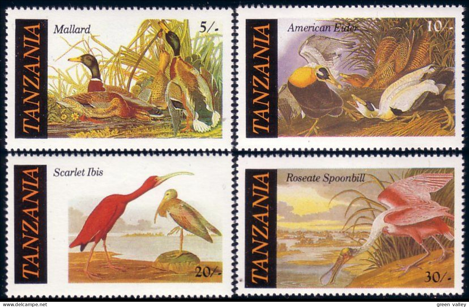 866 Tanzania Oiseaux Audubon Bird Paintings MNH ** Neuf SC (TZN-53a) - Tanzania (1964-...)