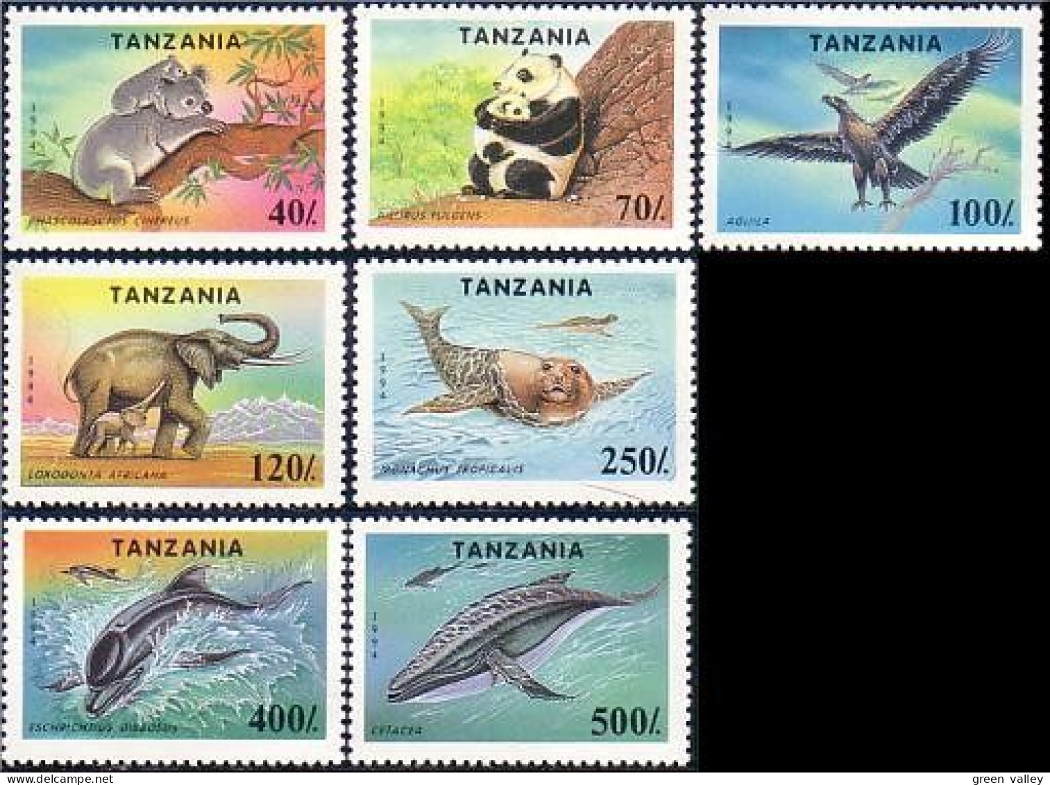 866 Tanzania Phoque Baleine Seal Whale Bear Panda Elephant Elefante MNH ** Neuf SC (TZN-22a) - Tanzania (1964-...)