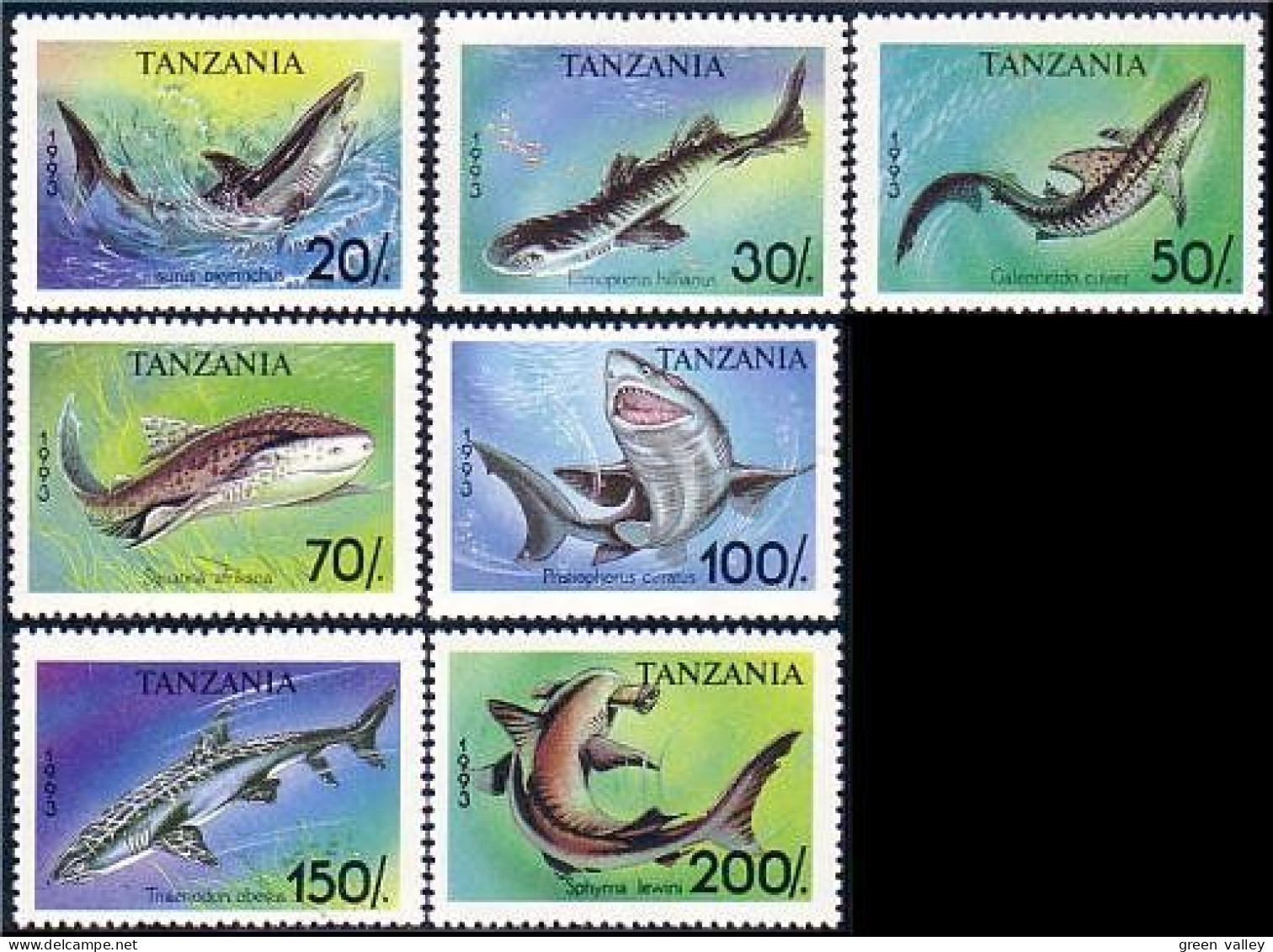 866 Tanzania Requins Squales Poissons Fish Fishes Fische Sharks MNH ** Neuf SC (TZN-12a) - Tanzania (1964-...)