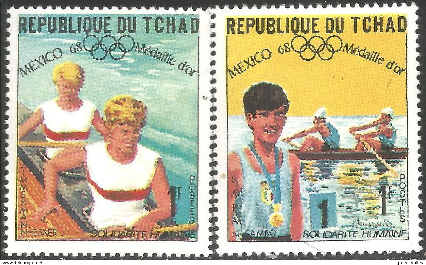 855 Tchad Aviron Rowing Mexico Olympiques 1968 MNH ** Neuf SC (TCD-39a) - Tschad (1960-...)